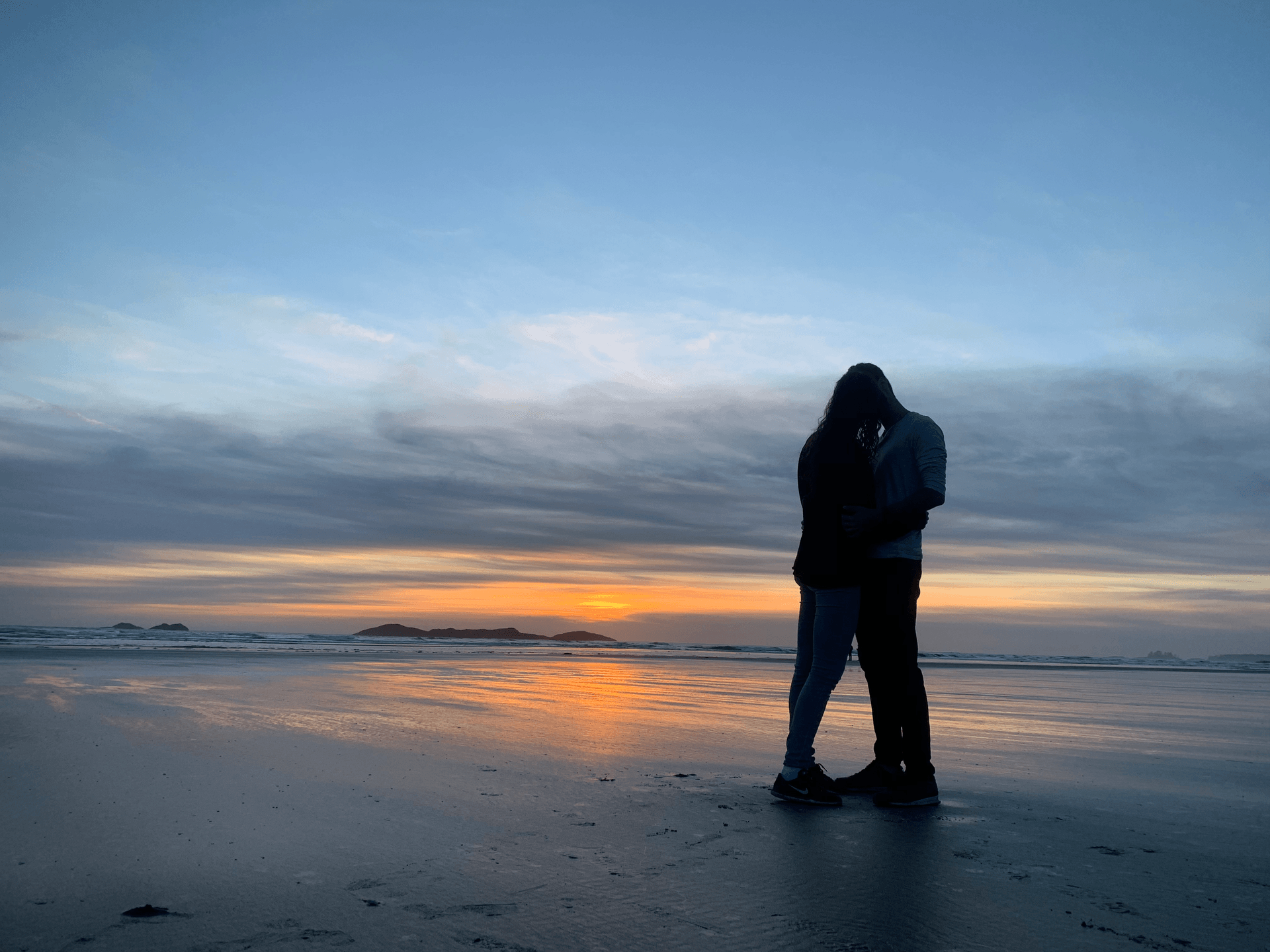 A happy couple on a beach